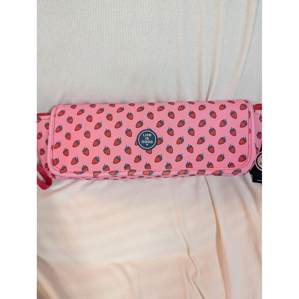Life is Good Strawberry Pink Neoprene Heat Resistant Hair Tool Travel Bag Mat